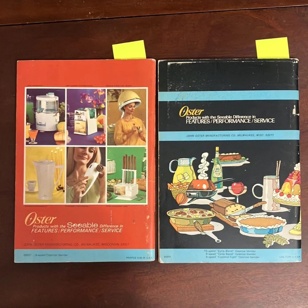 Set of 2 Vintage 1969 & 1970 Osterizer Blender Spin Cookery Cookbooks
